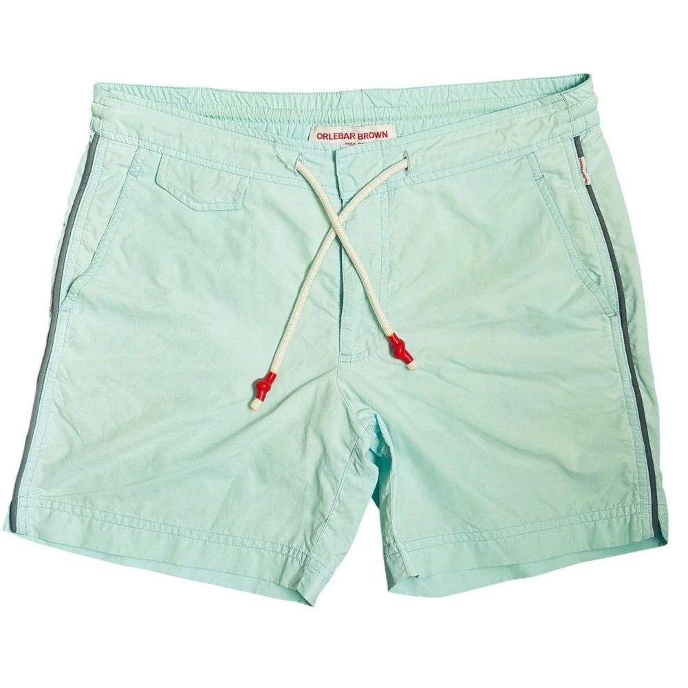 Orebar Brown Mens Standard Piping Drawstring Mid-Length Swim Shorts Size 30